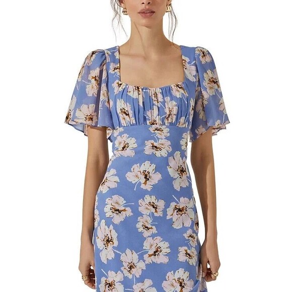 Astr the Label Women's Tie-Back Flutter-Sleeve Long Midi Dress Size M - Picture 6 of 9